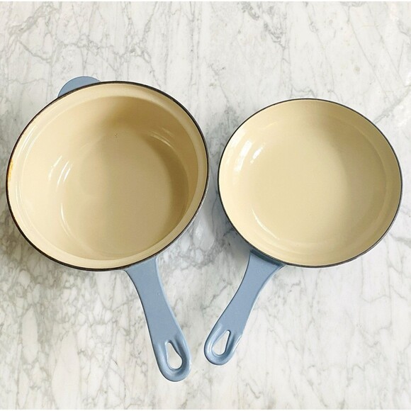 Le Creuset 2.5Qt Saucepan/Skillet Lid #22 Set Grayish Blue Multifunction 2-in-1 - Picture 2 of 9